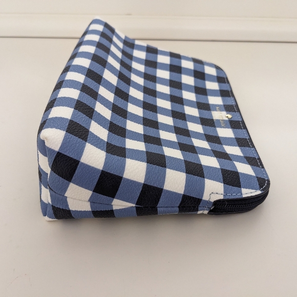 New? EXCELLENT Cond!! Kate Spade New York Blue And White Checkered Cosmetic Case - Picture 5 of 15